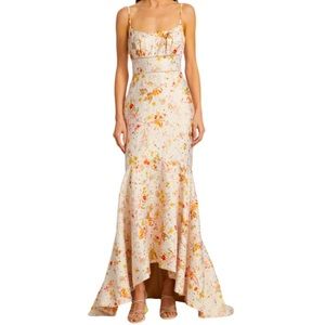 NWT ML Monique Lhuillier Wildflower Floral Jacquard Mermaid Gown - Sz 8